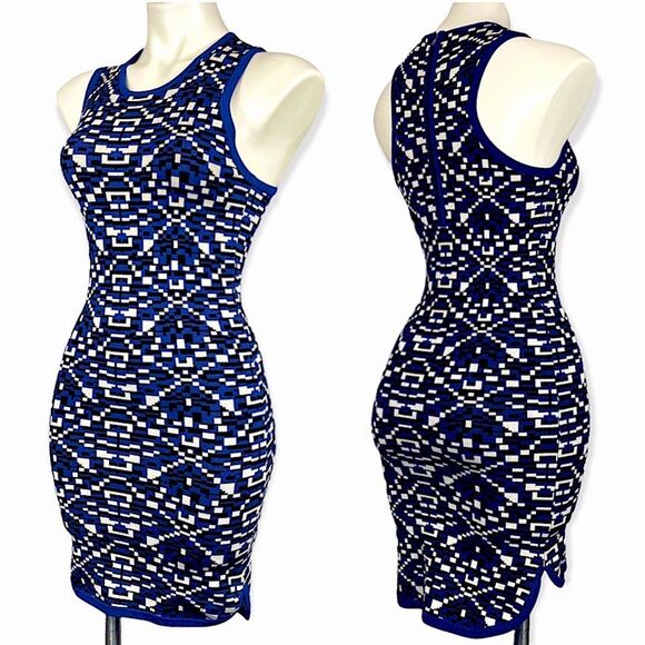 Parker Sweater Knit Geometric Calypso Combo Print BodyCon Racer Back Mini Dress - Picture 3 of 16